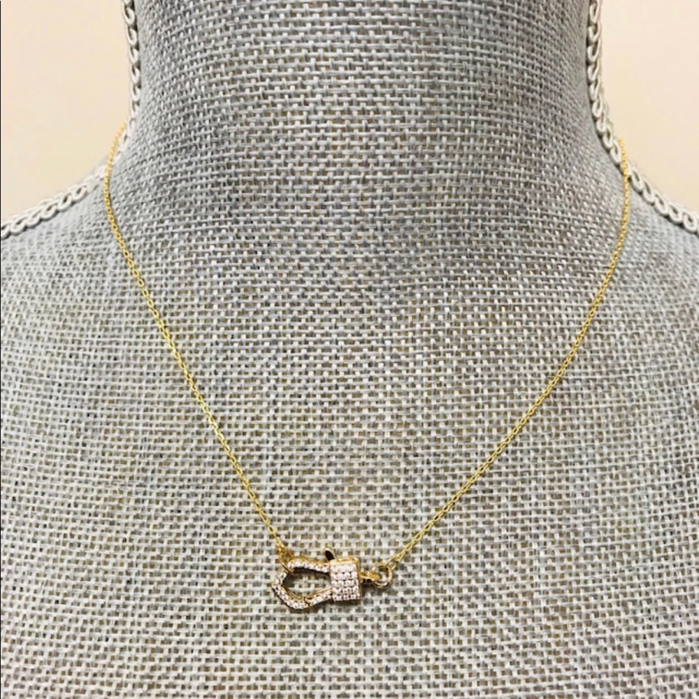Pavé CZ “Clasp in Front” Necklace,avail 3 colors - Picture 4 of 8